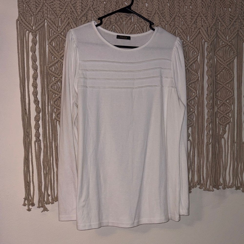 Women's White Long-Sleeve Pintuck Tee by A New Day